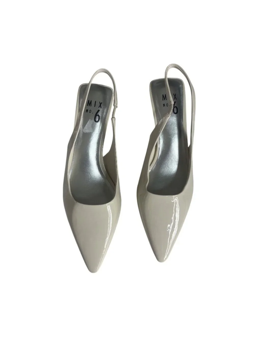 Mix No. 6 Slingback Kitten Heel Shoes Pointed Toe Size 7M Beige Elegant Classic